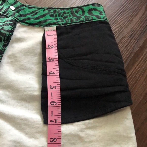 Vintage 90’s  Animal Print Denim Mini Skirt Jade Green Black Size Small S - Picture 12 of 14